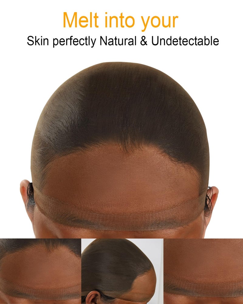 BEEOS Brown SKINLIKE HD Wig Cap, 12 Pieces Ultra-thin Invisible Stretchy Stocking Caps for Lace Front Wigs, Breathable Wig Caps for Women - Image 3