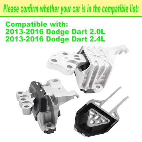 SHICHU Engine Motor Mount Compatible with 2013-2016 Dodge Dart 2.0L 2.4L Replacement for A5674 A5690 A5822 Set of 3 - Image 2