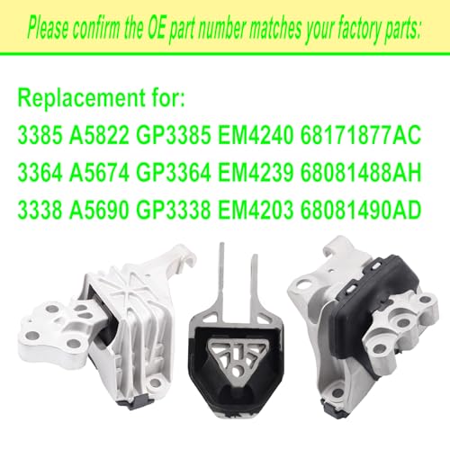 SHICHU Engine Motor Mount Compatible with 2013-2016 Dodge Dart 2.0L 2.4L Replacement for A5674 A5690 A5822 Set of 3 - Image 3