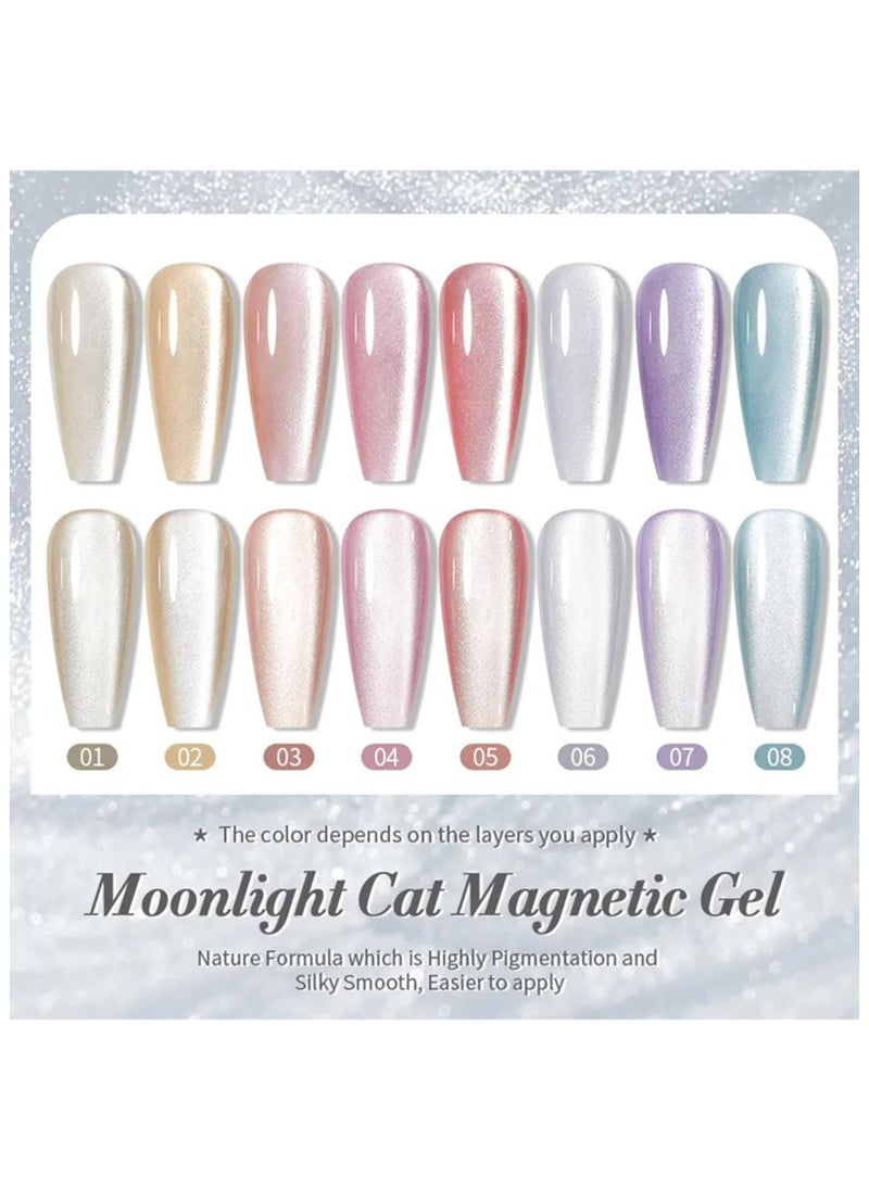 CMGTYYD 8 Pcs Glitter Holographic Nail Polish, Quick Dry Nail Polish Gel Set, Glitter Cat Eye Gel Nail Polish, High Glossy Sparkle Shiny Nail Gel, Shiny DIY Nail Polish  - Image 2
