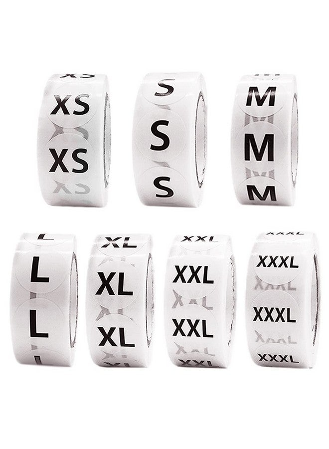 OJYUDD 3500 Pcs Clothing Size Stickers,Round Self Adhesive Size Stickers Labels,White Stickers With Black Text,7 Sizes Xs,S,M,L,Xl,Xxl,Xxxl For Clothing T Shirts Retail - Image 1