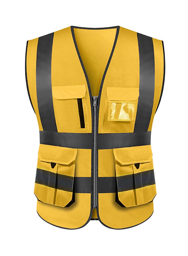 NIBEMINENT High Visibility Reflective Safety Work Vest With Multiple Pockets Gold 0.27kg 