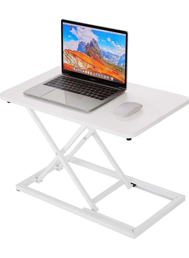 L&E Ultra-Slim Single Top Height Adjustable Standing Desk Riser, Compact Sit Stand Desktop Converter for Laptop and Single Monitor Workstation Office Use  - Image 1