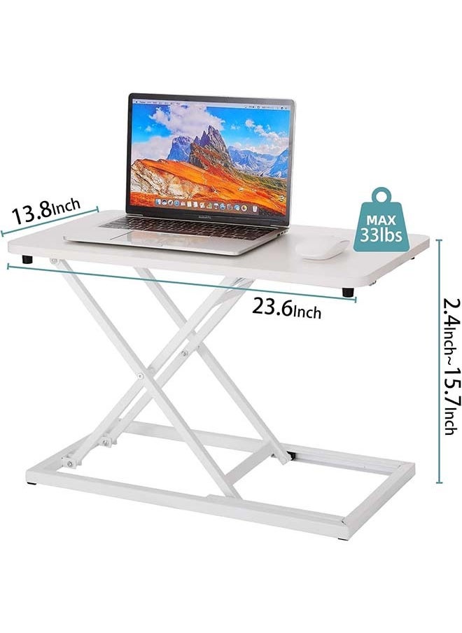 L&E Ultra-Slim Single Top Height Adjustable Standing Desk Riser, Compact Sit Stand Desktop Converter for Laptop and Single Monitor Workstation Office Use  - Image 2