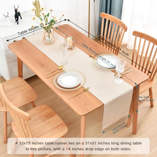 Nacuci Farmhouse Rustic Table Runner Neutral Faux Linen Table Runners Water Resistant Table Runner 48 inches Long for Living Room Dresser Bedroom Kitchen Dining Party 13x48 Inch - Image 2
