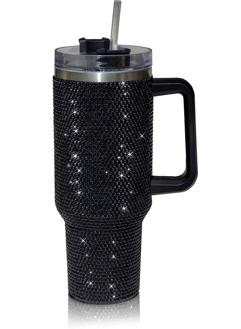 AROAQ 40 Oz Tumbler With Handle Studded Lid and Straw Insulated Stainless Steel Double Wall Water Cup Travel Mug Water Bottle Tumblr For Women (40 oz 1200 ml) - Image 1
