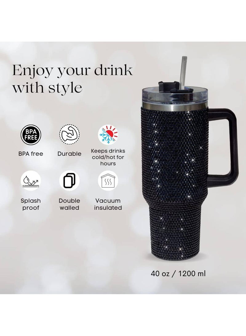 AROAQ 40 Oz Tumbler With Handle Studded Lid and Straw Insulated Stainless Steel Double Wall Water Cup Travel Mug Water Bottle Tumblr For Women (40 oz 1200 ml) - Image 4