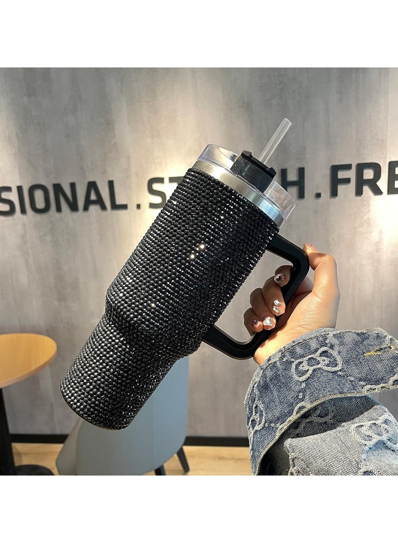 AROAQ 40 Oz Tumbler With Handle Studded Lid and Straw Insulated Stainless Steel Double Wall Water Cup Travel Mug Water Bottle Tumblr For Women (40 oz 1200 ml) - Image 5