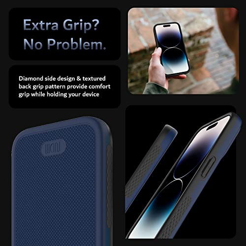 TUDIA MergeGrip Case for iPhone 14 Pro MagSafe Compatible - Slim with Non-Slip Design for Easy Grip, Military Grade [4ft Drop Tested 26x] Dual Layer and Raised Edges for Protection - Indigo Blue - Image 5