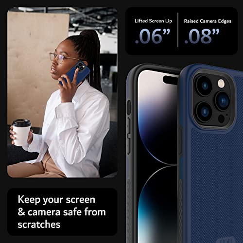 TUDIA MergeGrip Case for iPhone 14 Pro MagSafe Compatible - Slim with Non-Slip Design for Easy Grip, Military Grade [4ft Drop Tested 26x] Dual Layer and Raised Edges for Protection - Indigo Blue - Image 4