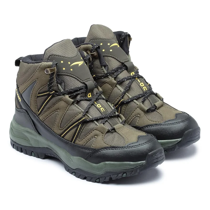 أسيان Men's Olive Black Trekking Shoes for Boys