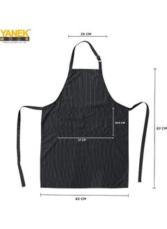 YANEK YANEK Kitchen Long Apron Stripe | Unisex Chef Kitchen Adjustable Bib Apron with Pockets & Adjustable Buckle | Ideal for Home, Restaurant, Cafe, Hotel, Bakery, Salon  - Image 5