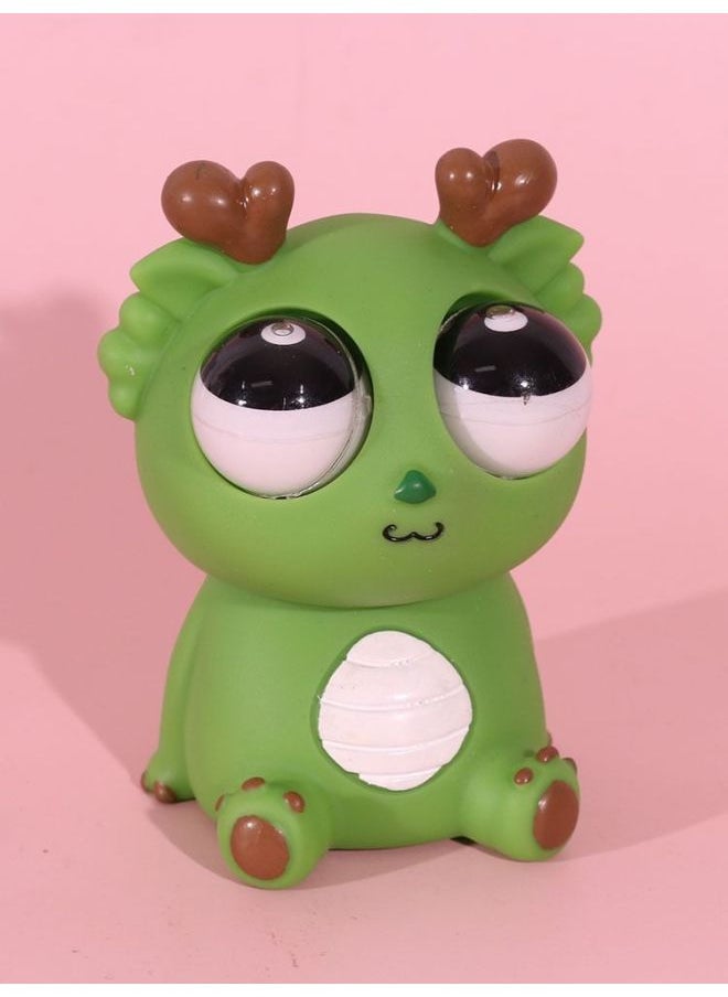 Generic Eye-popping Dragon Decompression Toy Pinch Music Children's Decompression Artifact Stares At The Eyes Of The Little Dragon Doll To Relieve Boredom Vent Ball-Color:dark Green Eye-popping Dragon (bag)  - Image 1