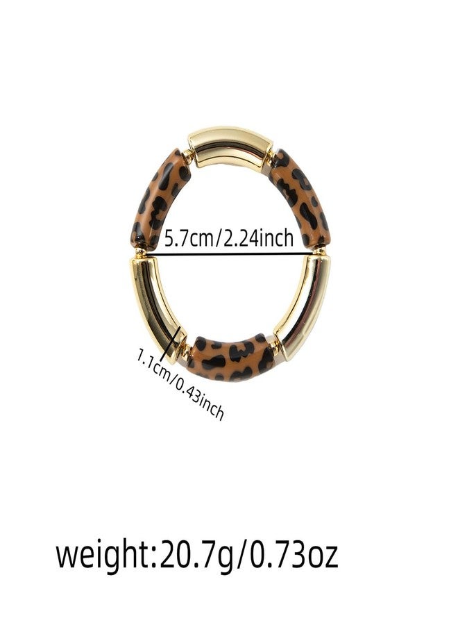 Izpack Leopard Stretch Bangle Bracelet for Women Acrylic Boho Accessory Wrist Bangle Bracelets Fashion Jewelry for Mother (Brown) - Image 2