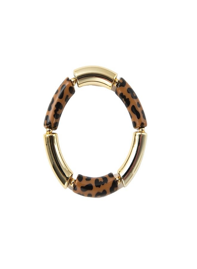 Izpack Leopard Stretch Bangle Bracelet for Women Acrylic Boho Accessory Wrist Bangle Bracelets Fashion Jewelry for Mother (Brown) - Image 1