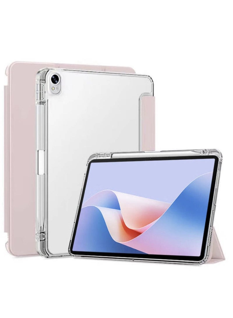 for HUAWEI MatePad 11.5 inch/Air 11.5 inch/11.5S 11.5inchCase Cover ,Transparent Airbag With Pen Slot For Anti Drop, Tablet Protective Cover, Triple Fold Multi Angle Design, Automatic Wake-up/sleep, Soft Leather，Pink  - Image 1