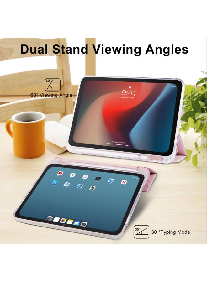 for HUAWEI MatePad 11.5 inch/Air 11.5 inch/11.5S 11.5inchCase Cover ,Transparent Airbag With Pen Slot For Anti Drop, Tablet Protective Cover, Triple Fold Multi Angle Design, Automatic Wake-up/sleep, Soft Leather，Pink - Image 3