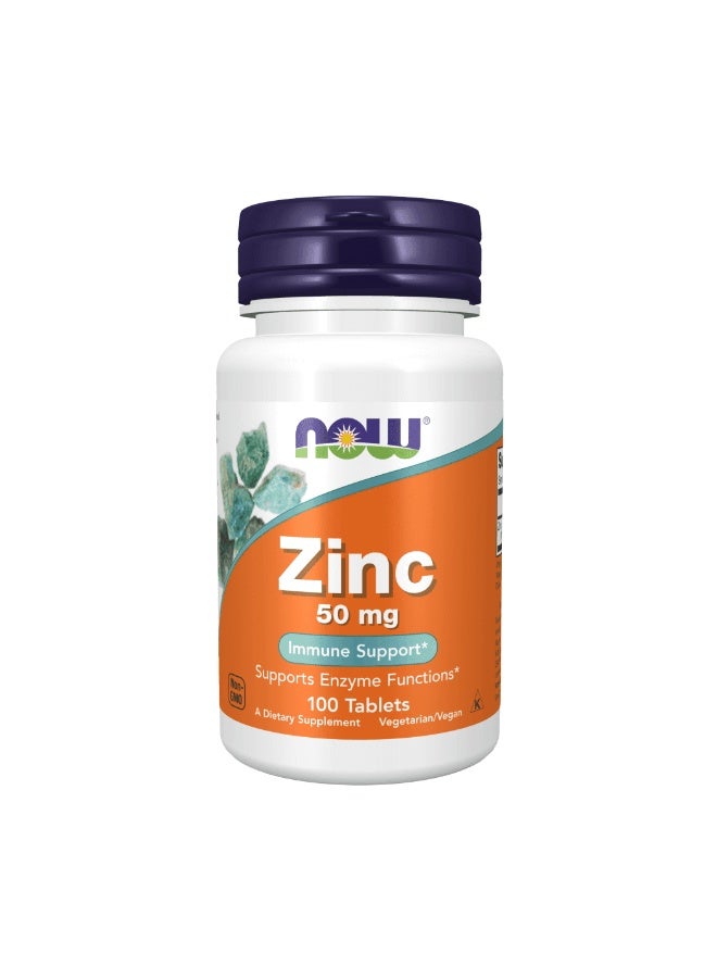 NOW Foods, Zinc, 50 mg, 100 Tablets - Image 1