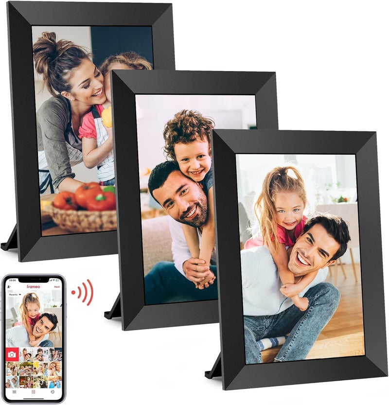 بيجاسو إطار صور رقمي WiFi بحجم 10.1 بوصة من Frameo، شاشة IPS عالية الدقة 1280x800 تعمل باللمس، ذاكرة 32 جيجابايت، دوران تلقائي، قابل للتثبيت على الحائط، مشاركة الصور/الفيديو عبر تطبيق Frameo من أي مكان، عبوة من 3 قطع - Image 1