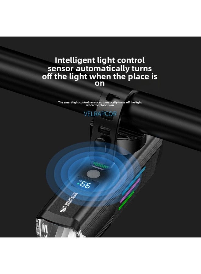 Loquat Highlight Portable Easy To Disassemble Riding Light Outdoor Riding Equipment Mountain Bike Light Control Induction Live Night Riding Light-Color:Qx-d436 Black-top Buckle - Image 3