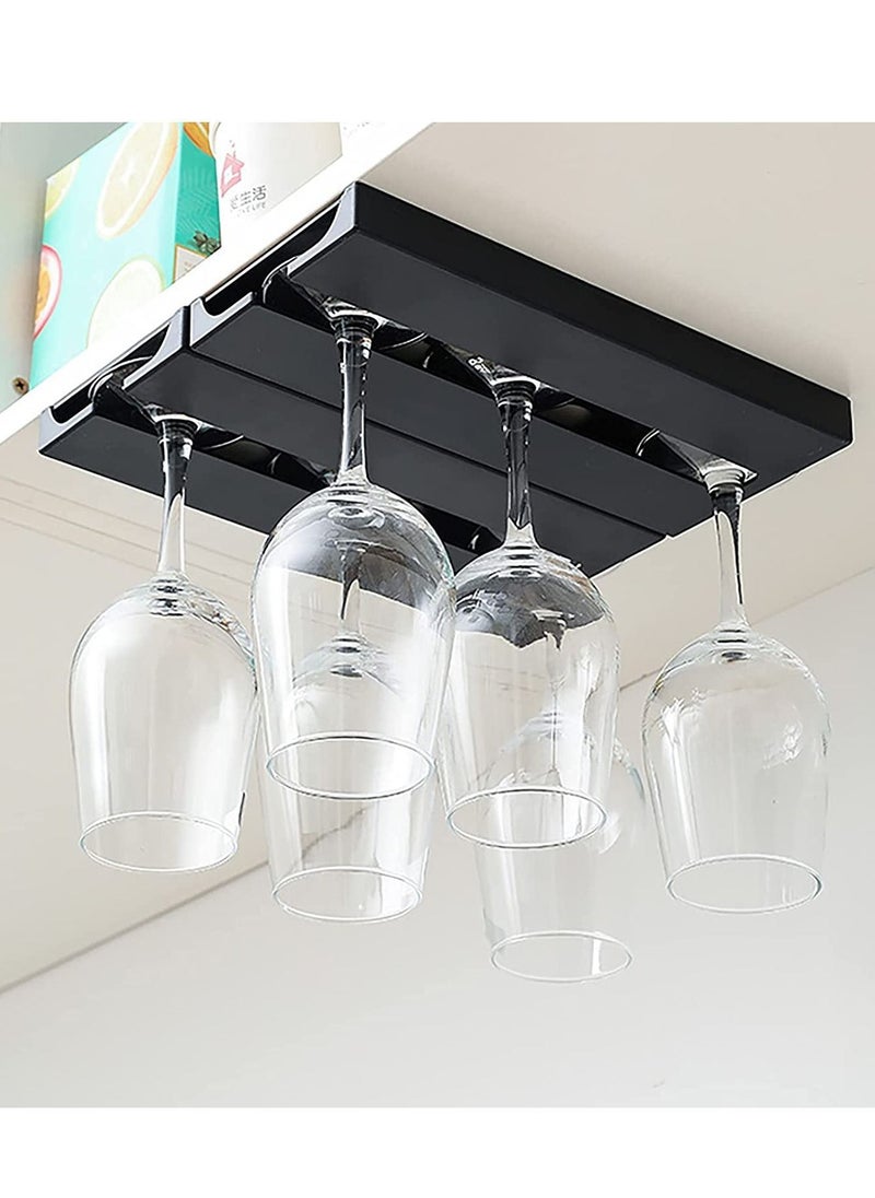 Y&D 2 Pack Glass Rack Under Cabinet Stemware Holder Glasses Storage Hanger Self-adhesive Plastic Organizer  - Image 2