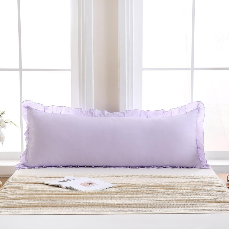 Merryword غطاء وسادة بلون بنفسجي، مقاس 20×54 بوصة، تصميم شيك وأنيق، غطاء وسادة لطيف (لون بنفسجي) - Image 2