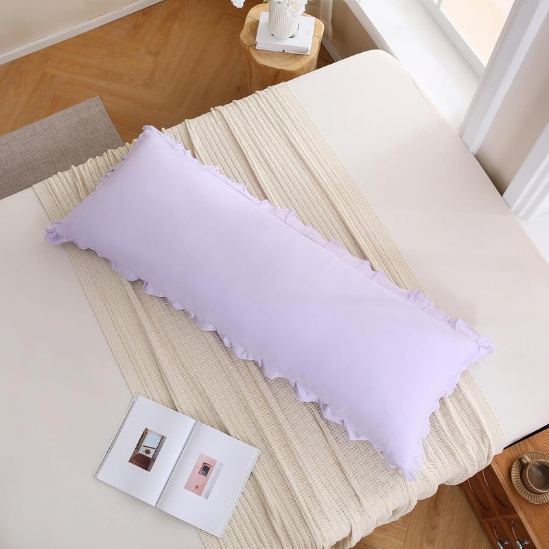 Merryword غطاء وسادة بلون بنفسجي، مقاس 20×54 بوصة، تصميم شيك وأنيق، غطاء وسادة لطيف (لون بنفسجي) - Image 3