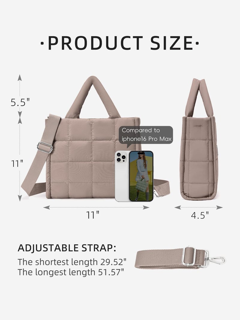 WESTBRONCO Puffer Crossbody Bags for Women Quilted Tote Bag Puffy Weekender Overnight Bag Nylon Shoulder Handbag, Medium Bag for Work, Daily, Travel - Image 3