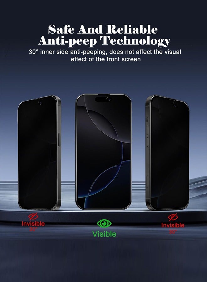 【عبوة من قطعتين】 واقي شاشة الخصوصية لهاتف iPhone 16 Pro Max (6.9 بوصة)، غطاء كامل للحماية من الحافة إلى الحافة، جراب خاص مضاد للتجسس، منحني - Image 3