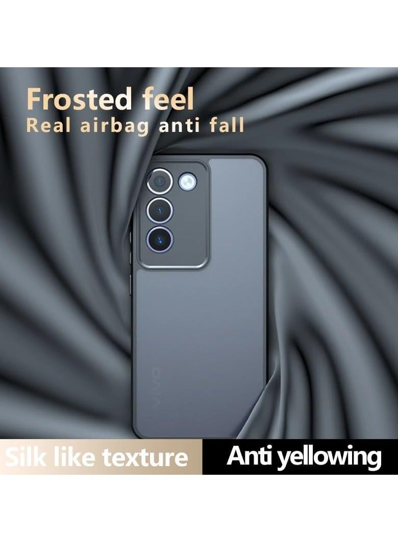 VKL Case Compatible with VIVO V30 Lite 5G Cover, Ultra-thin Ultralight Flexible Silicone Frame + Clear Acrylic Back Case for VIVO V30 Lite (Matte Black) - Image 4