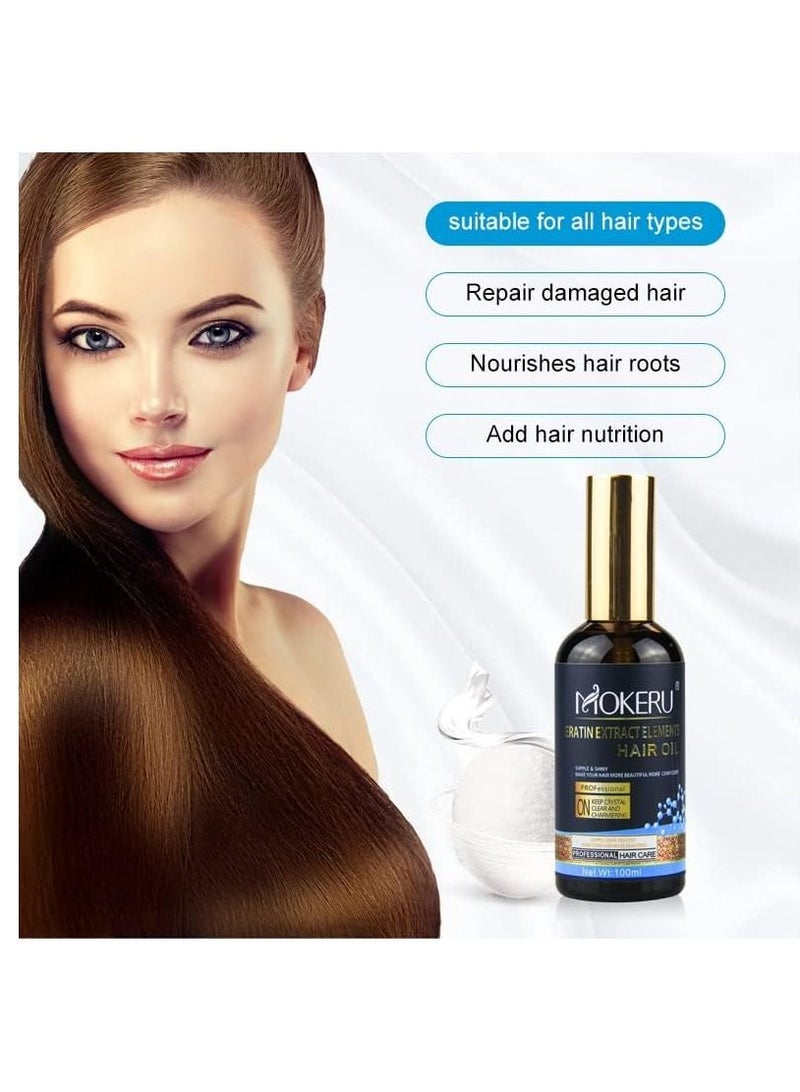 موكيرو علاج زيت الشعر العضوي من موكيرو بالكيراتين والزيوت النباتية العشبية للعناية بالشعر وإصلاح الشعر الطبيعي - Image 4