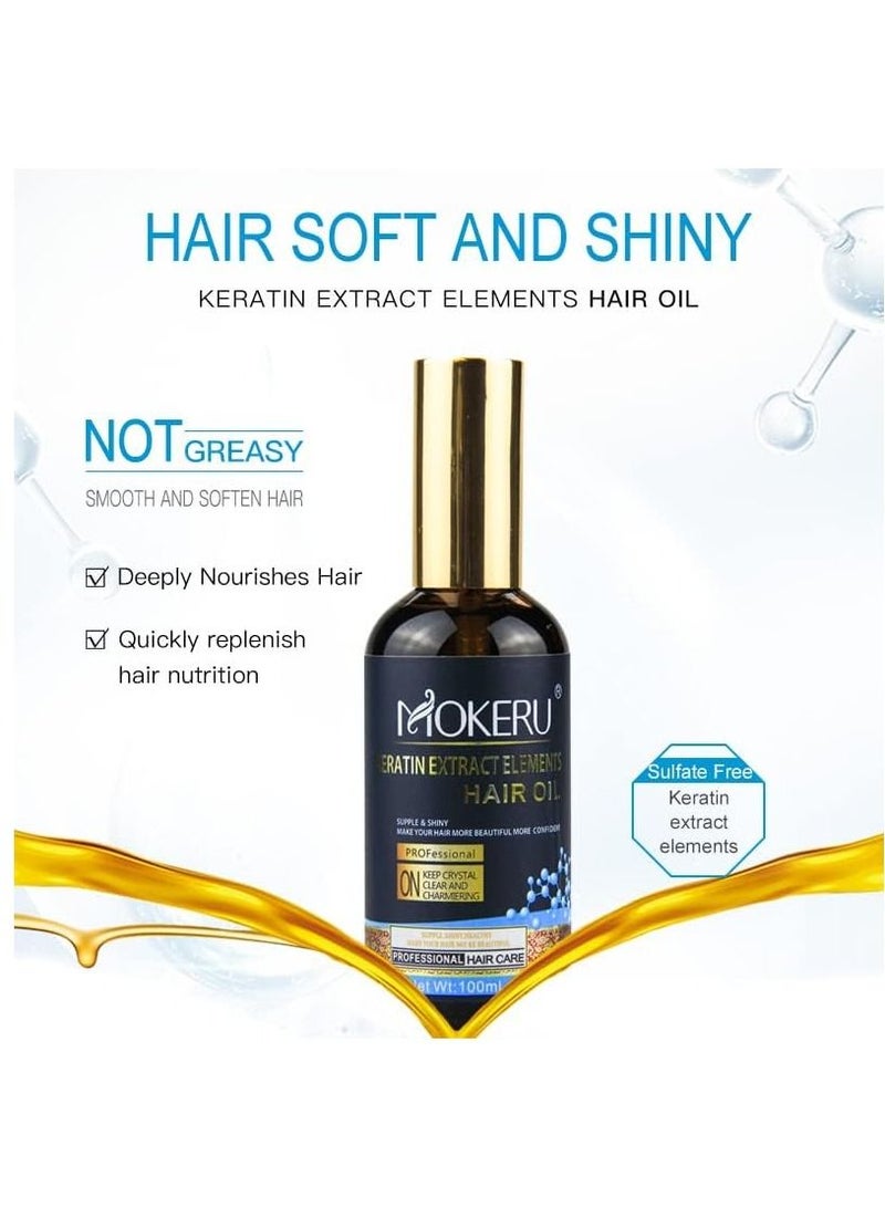 موكيرو علاج زيت الشعر العضوي من موكيرو بالكيراتين والزيوت النباتية العشبية للعناية بالشعر وإصلاح الشعر الطبيعي - Image 2