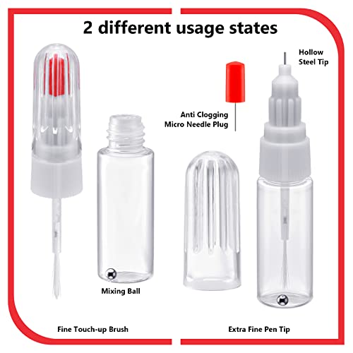 Potchen 24 Packs Fillable 2in1 Paint Touch up Applicator Pens Precision Fine Tip Writer Pen Brush Touch up Paint Pen for Walls Auto Car Scratch Repair Chips 7 ml - Image 3