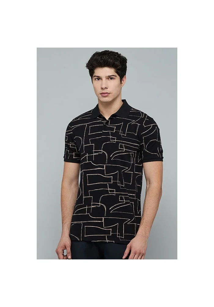 أر أند بي Printed Polo T-Shirt with Short Sleeves