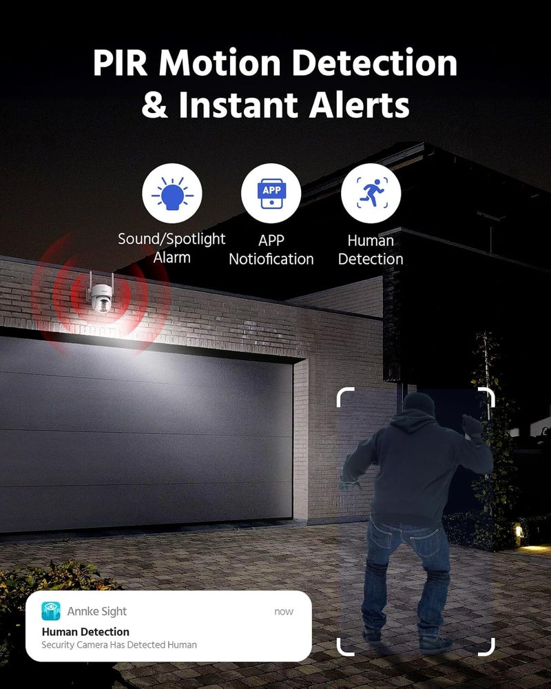 ANNKE 2.5K Wireless Security Camera Outdoor, 5MP 2-Cam Kit Solar Surveillance System, PIR Human Detection, 360° Pan&Tilt, Color Night Vision, 2.4&5G WiFi, Home Hub & 64GB Memory Card, Support Alexa - Image 4