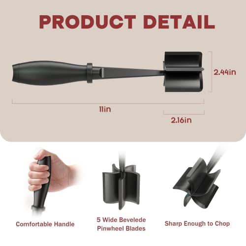 PGYARD Meat Chopper, Hamburger Grinder, Premium Heat Resistant Smasher for Ground Beef, Burger Grinder Nylon Potato Mix Tool, Meat & Poultry Tenderizers-Black - Image 2