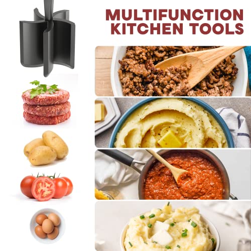 PGYARD Meat Chopper, Hamburger Grinder, Premium Heat Resistant Smasher for Ground Beef, Burger Grinder Nylon Potato Mix Tool, Meat & Poultry Tenderizers-Black - Image 3