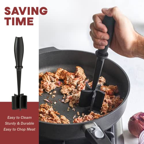 PGYARD Meat Chopper, Hamburger Grinder, Premium Heat Resistant Smasher for Ground Beef, Burger Grinder Nylon Potato Mix Tool, Meat & Poultry Tenderizers-Black - Image 4