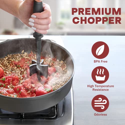 PGYARD Meat Chopper, Hamburger Grinder, Premium Heat Resistant Smasher for Ground Beef, Burger Grinder Nylon Potato Mix Tool, Meat & Poultry Tenderizers-Black - Image 5