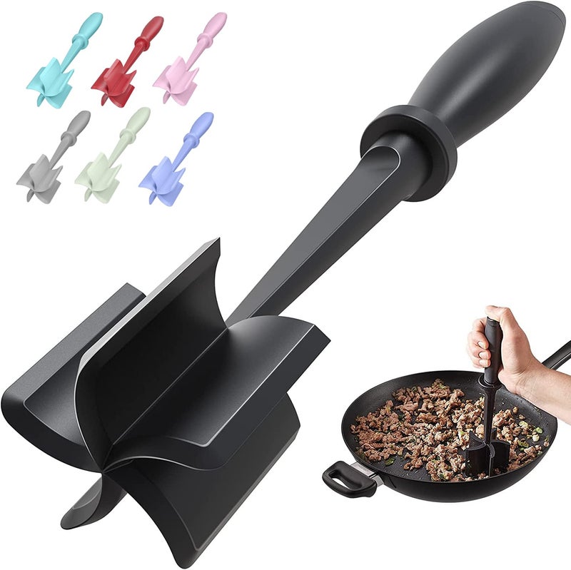PGYARD Meat Chopper, Hamburger Grinder, Premium Heat Resistant Smasher for Ground Beef, Burger Grinder Nylon Potato Mix Tool, Meat & Poultry Tenderizers-Black - Image 1