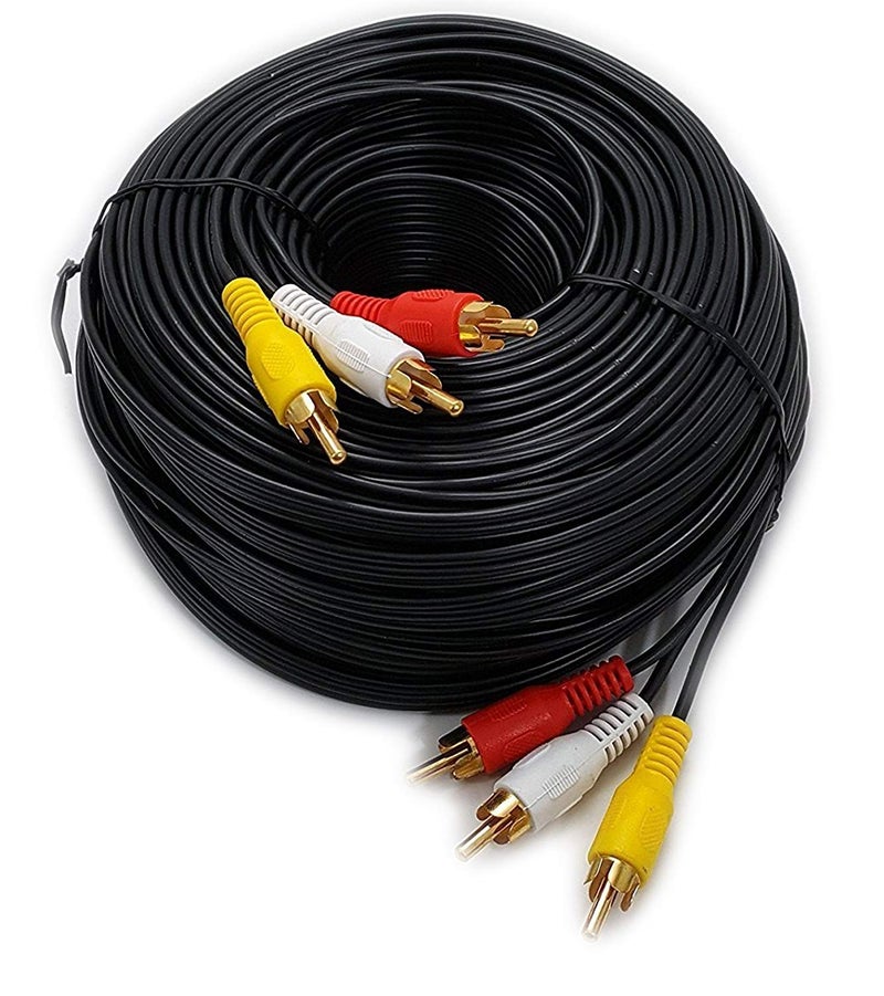 iMBAPrice (75 Feet) Long 3RCA Composite Video Audio A/V AV Cable - Gold Plated | Composite AV Audio Video Cable, Gold-Plated Connectors, Yellow Red White RCA Cord - Image 1
