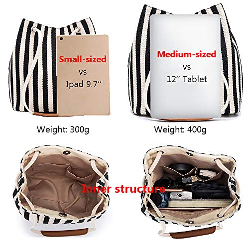 Bydenwely Women's Canvas Summer Tote Bags Medium Shoulder Bag Daily Working Handbag for Holiday Travel Pool (Black) - Image 4