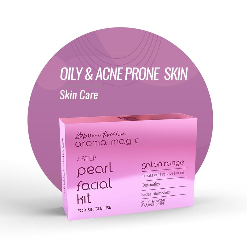 Aroma Magic Aroma Magic Pearl Facial Kit - Single Use | 7 Steps Skincare Set | Deep Cleansing Facial Kit | Helps Reduce Spots | Smoothens Skin | for Oily & Acne Prone Skin