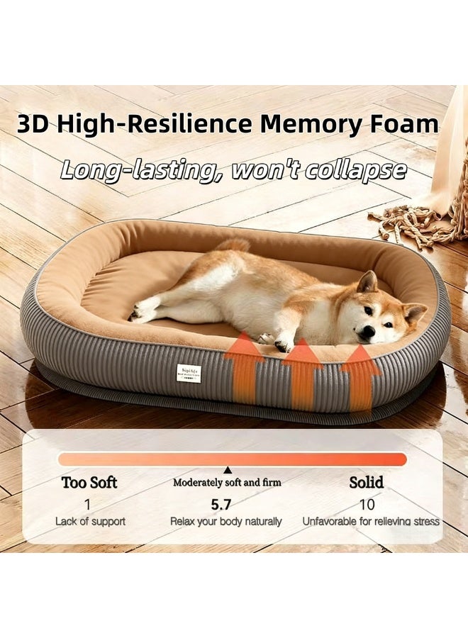 زيشينغ سرير كلب Zisheng كبير، مناسب كسرير للقطط، سرير كلب كبير، سرير جرو، سرير كلب صغير، سرير حيوانات أليفة - مرتبة عظمية قابلة للغسل 60*48*10 سم للكلاب (المقاس L كاكي) - Image 3