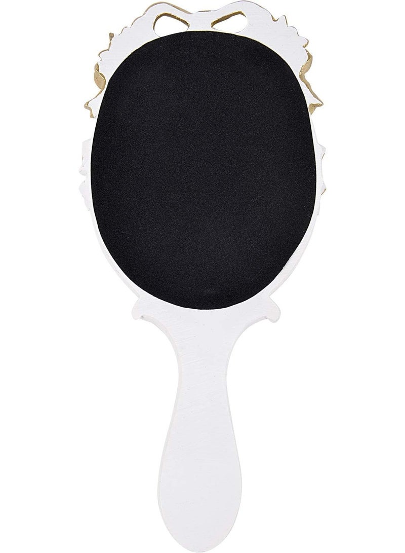 LAMAY Elegant Women's Handheld Mirror, Antique Embossed Floral Princess Pattern, Portable Travel Vanity Table Decor (White) - Image 5