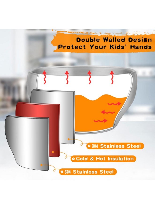 LIANYU - 12Oz Stainless Steel Bowls For Kids 4 Pack Children Toddler Bowls Doublewalled Insulated Metal Bowls For Child Baby Toddler Feeding Bowl For Dinner Lunch Dishwasher Safe - Image 1