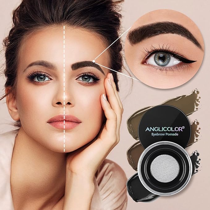 Anglicolor مجموعة قوالب الحواجب من أنجليكولور مجموعة قوالب الحواجب طلاء حواجب مقاوم للماء طلاء حواجب طويل الأمد مع فرشاة حواجب مزدوجة الطرف مع تطبيق إسفنجي 03 بني فاتح مجموعة 75 جرام - Image 4