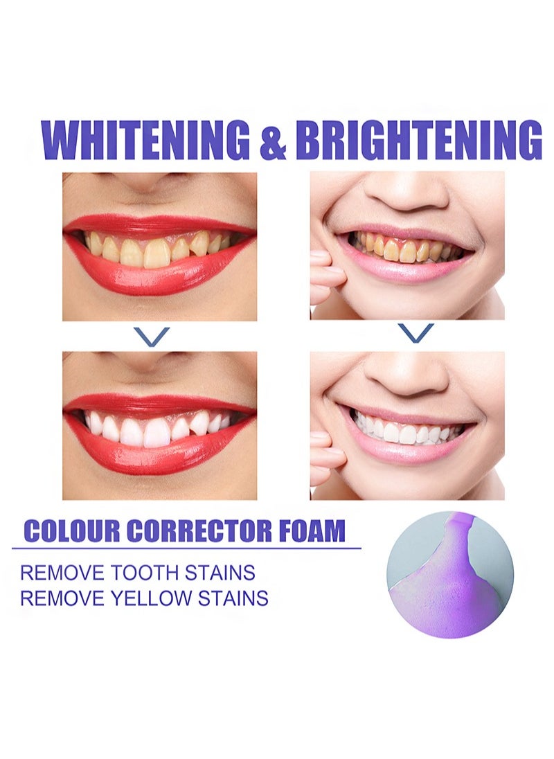 45ml Colour Corrector Foam，Purple Teeth Whitening Toothpaste, Teeth Whitener, V-34 Color Correcting Toothpaste, Foaming Toothpaste Whitening & Stain Removing (2 Bottles)