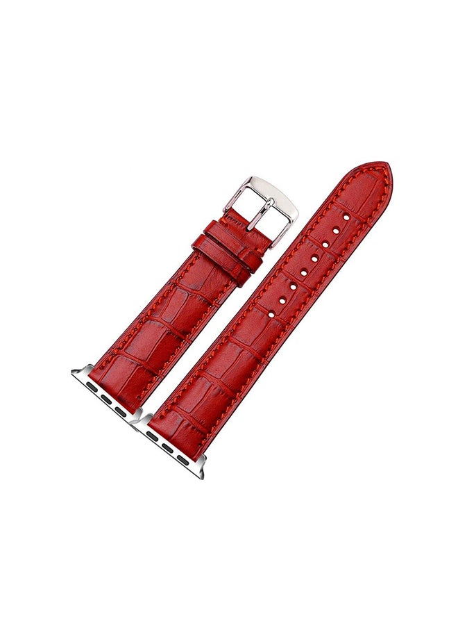 O Ozone - Leather Strap For Apple Watch Series 10 | Ultra 2 | 8 Ultra | 9 | 8 | 7 | 6, 49/46/45/44/42mm, Premium Leather Smartwatch Wristband Strap- Red - Image 1