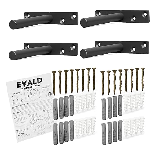 EVALD Heavy Duty Floating Shelf Bracket | 4-Inch Floating Mantel Mount, Blind Shelf Supports, and Anchors | Floating Shelf Hardware for Home and Office Decor | Fireplace Mantel Brackets (4 Pack) - Image 1